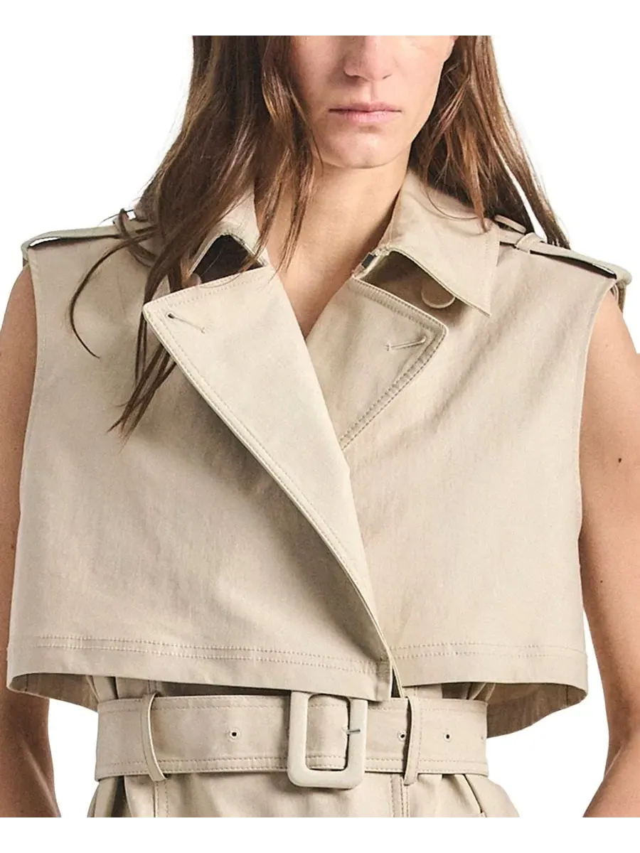 Платье-тренч без рукавов с поясом Reign Twill Derek Lam 10 Crosby — изображение 3 из 5, серый