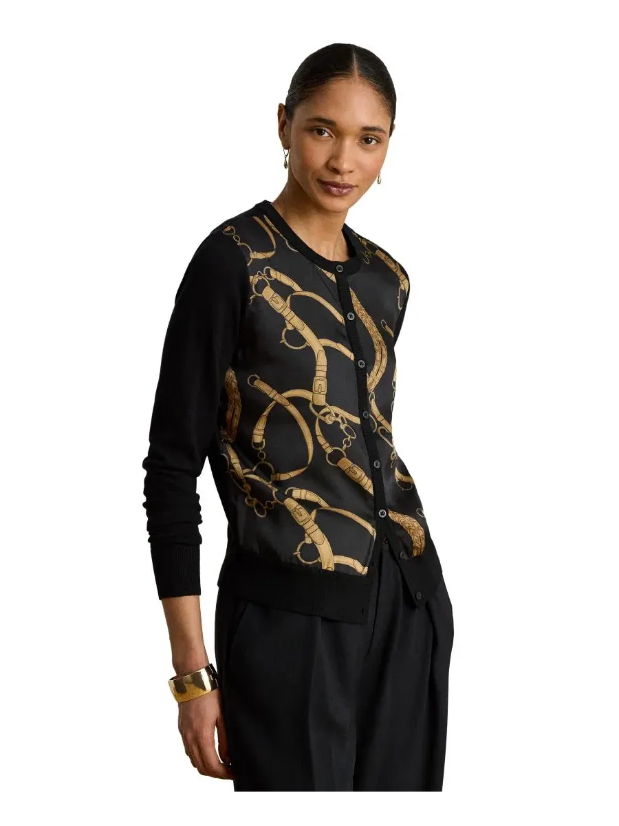 Женский кардиган с принтом Belting Print Lauren Ralph Lauren — изображение 1 из 7, черный мульти
