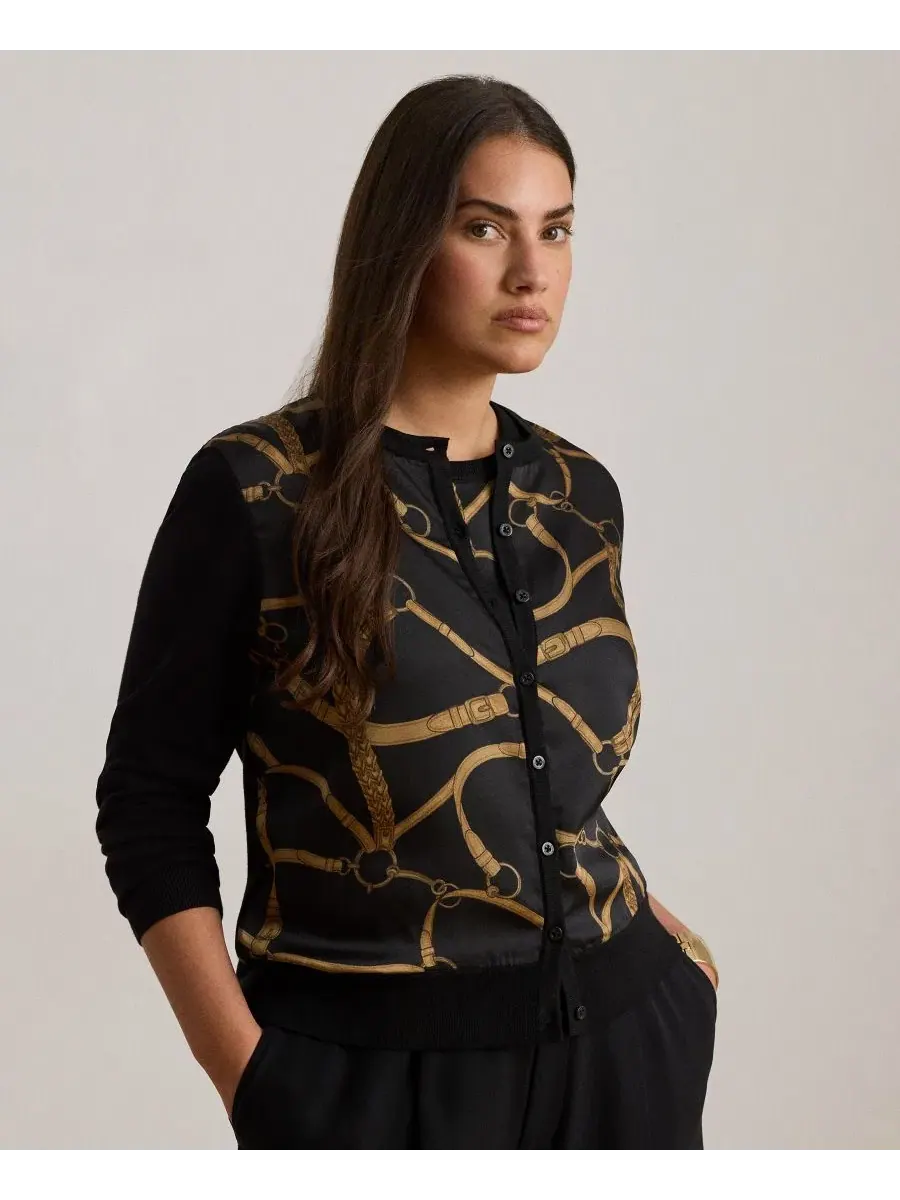 Женский кардиган с принтом Belting Print Lauren Ralph Lauren — изображение 3 из 7, черный мульти
