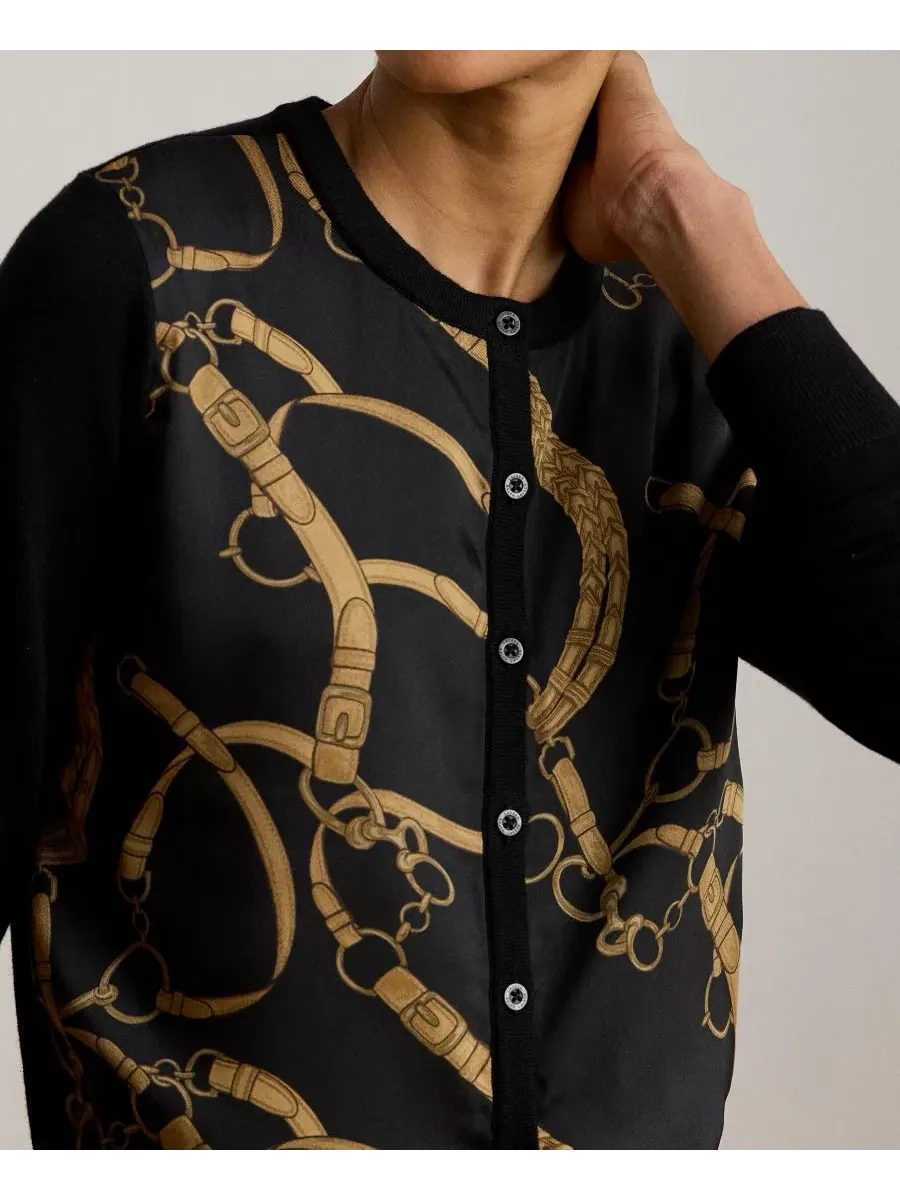 Женский кардиган с принтом Belting Print Lauren Ralph Lauren — изображение 7 из 7, черный мульти