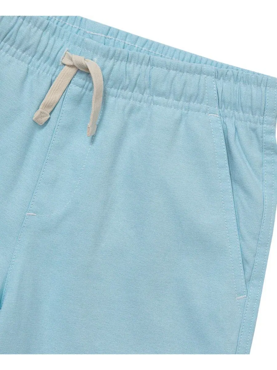 Шорты на резинке с утяжкой, хлопковые, Big Boys Husky Oxford Pull On Shorts Lands' End — изображение 3 из 3, синий