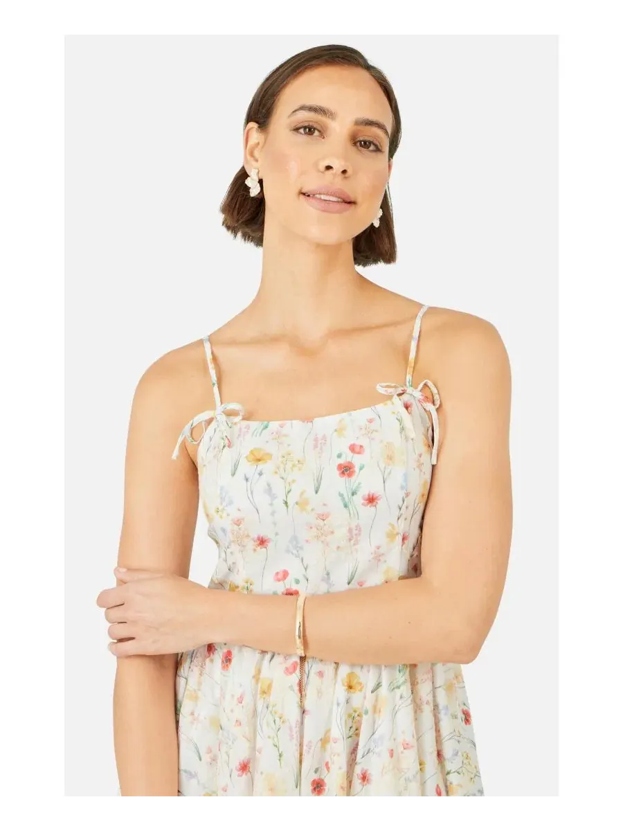 Платье миди с принтом Botanical Embroidery Yumi — изображение 3 из 6, белый