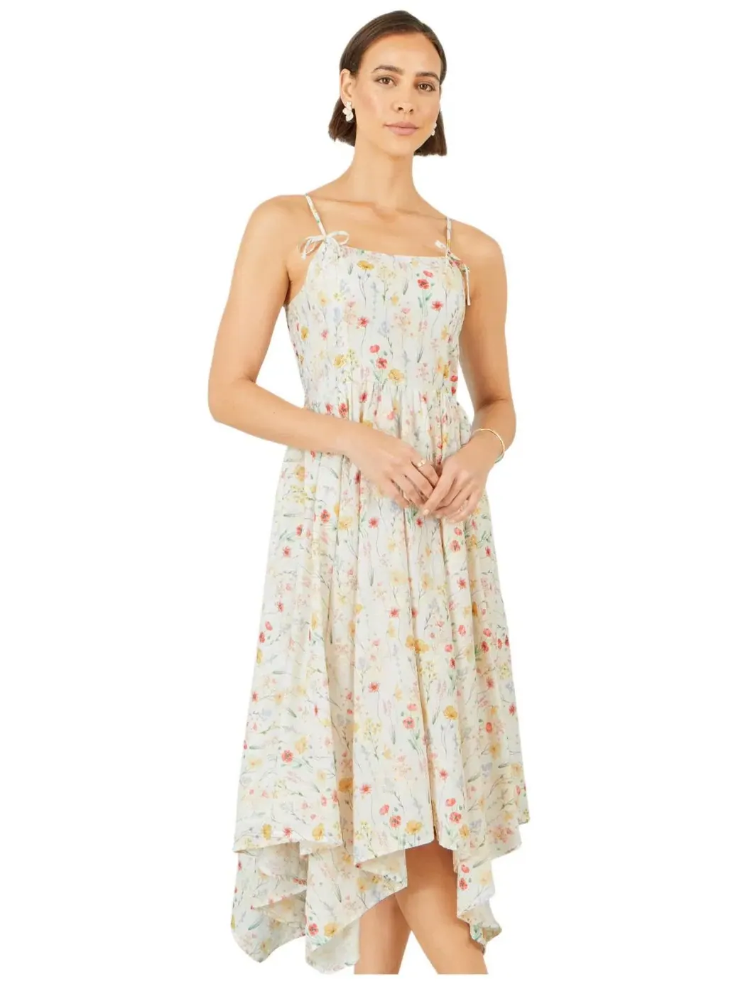 Платье миди с принтом Botanical Embroidery Yumi — изображение 4 из 6, белый