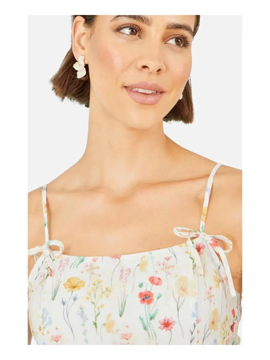 Платье миди с принтом Botanical Embroidery Yumi — изображение 5 из 6, белый