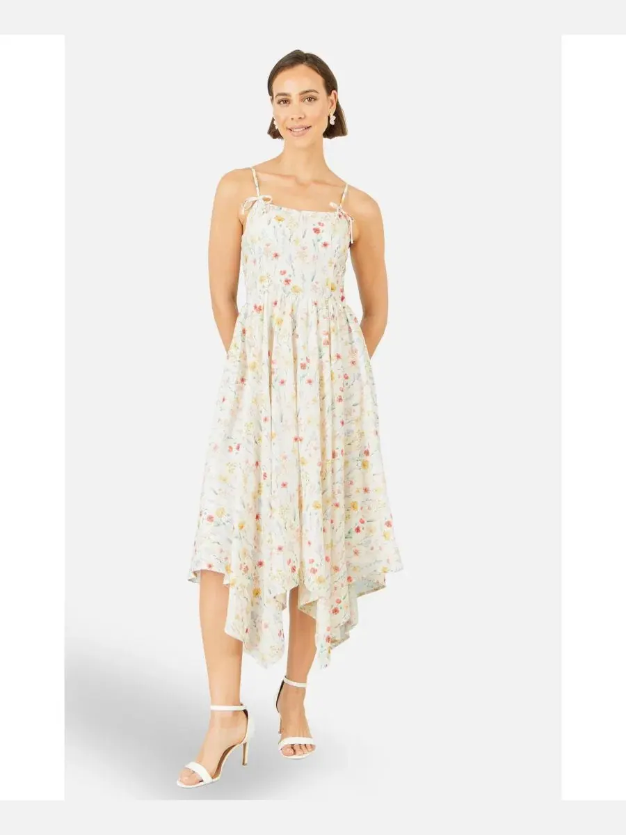 Платье миди с принтом Botanical Embroidery Yumi — изображение 6 из 6, белый