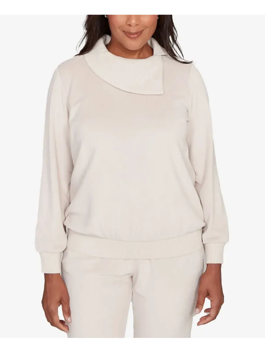 Calm Luxe Solid Shimmer Detail Envelope Neck Top Alfred Dunner — изображение 1 из 5, белый