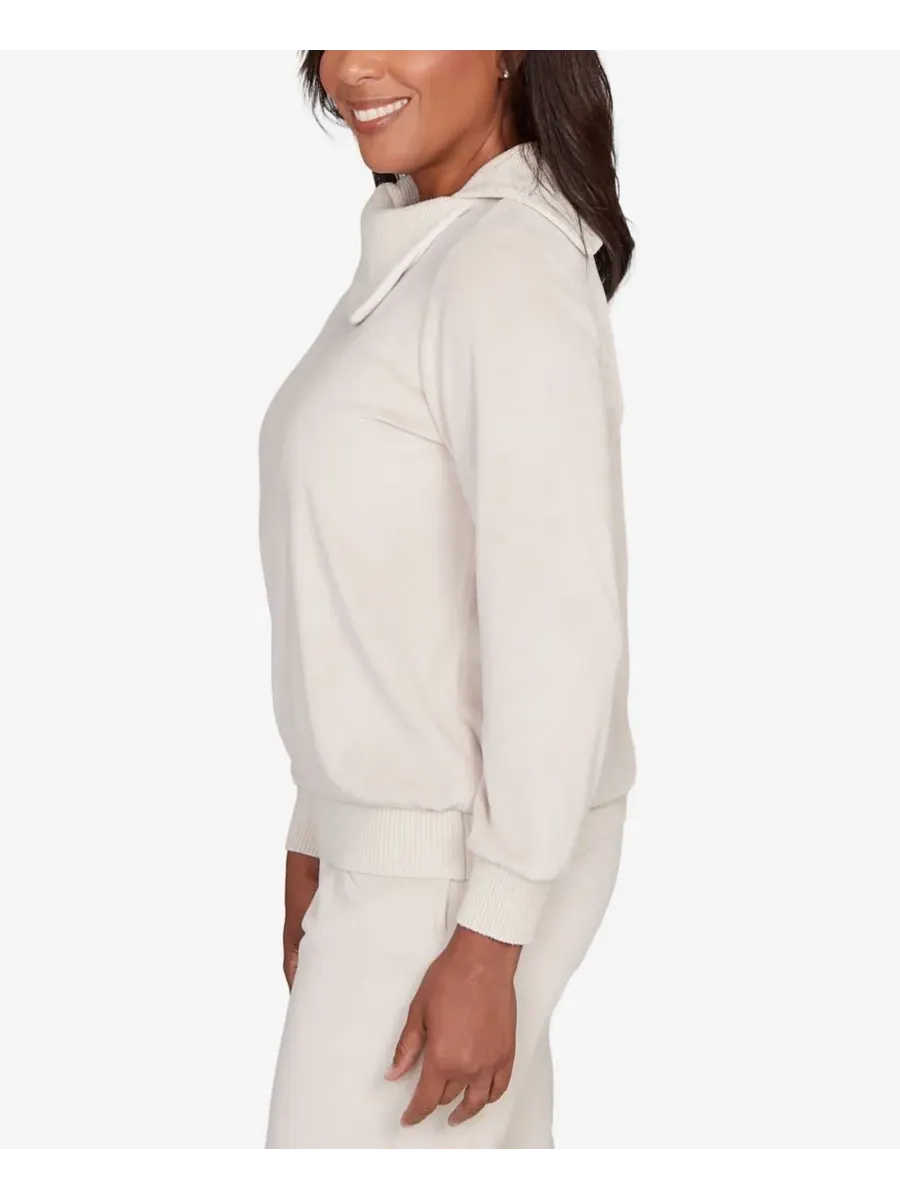 Calm Luxe Solid Shimmer Detail Envelope Neck Top Alfred Dunner — изображение 3 из 5, белый