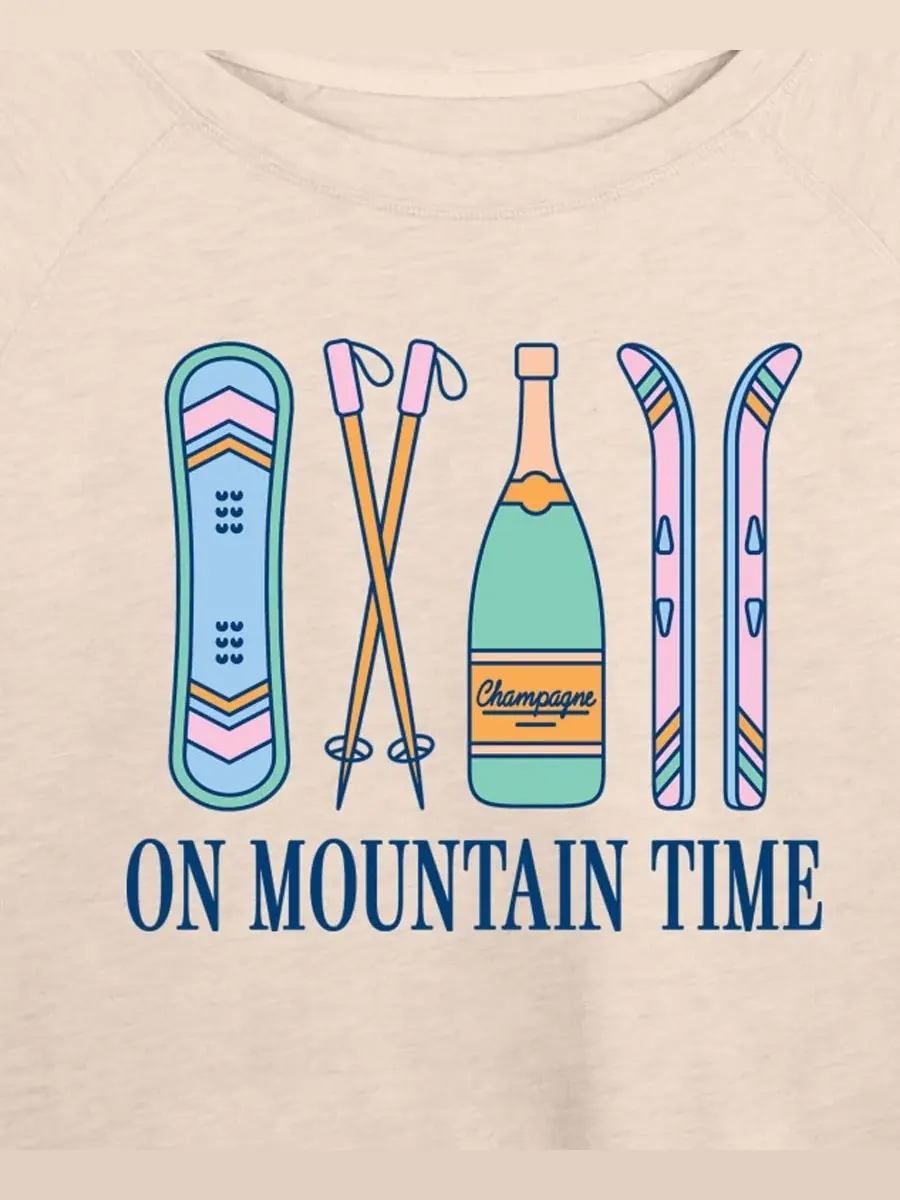 Футболка-пуловер большого размера с надписью «On Mountain Time» Hybrid Apparel — изображение 2 из 3, березовый