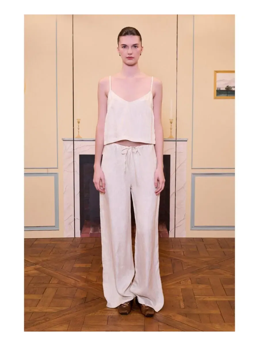 Брюки женские свободного кроя с широкими штанинами Daydreamers Relaxed Wide Leg Pants PCFG — изображение 5 из 7, бежевый