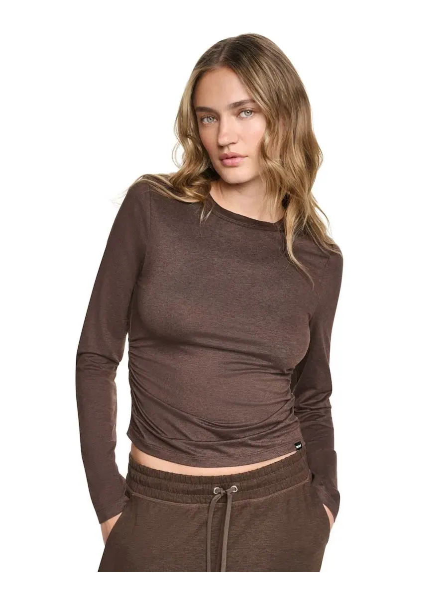 Топ с открытыми плечами с боковой сборкой, Espresso Spacedye DKNY Sport
