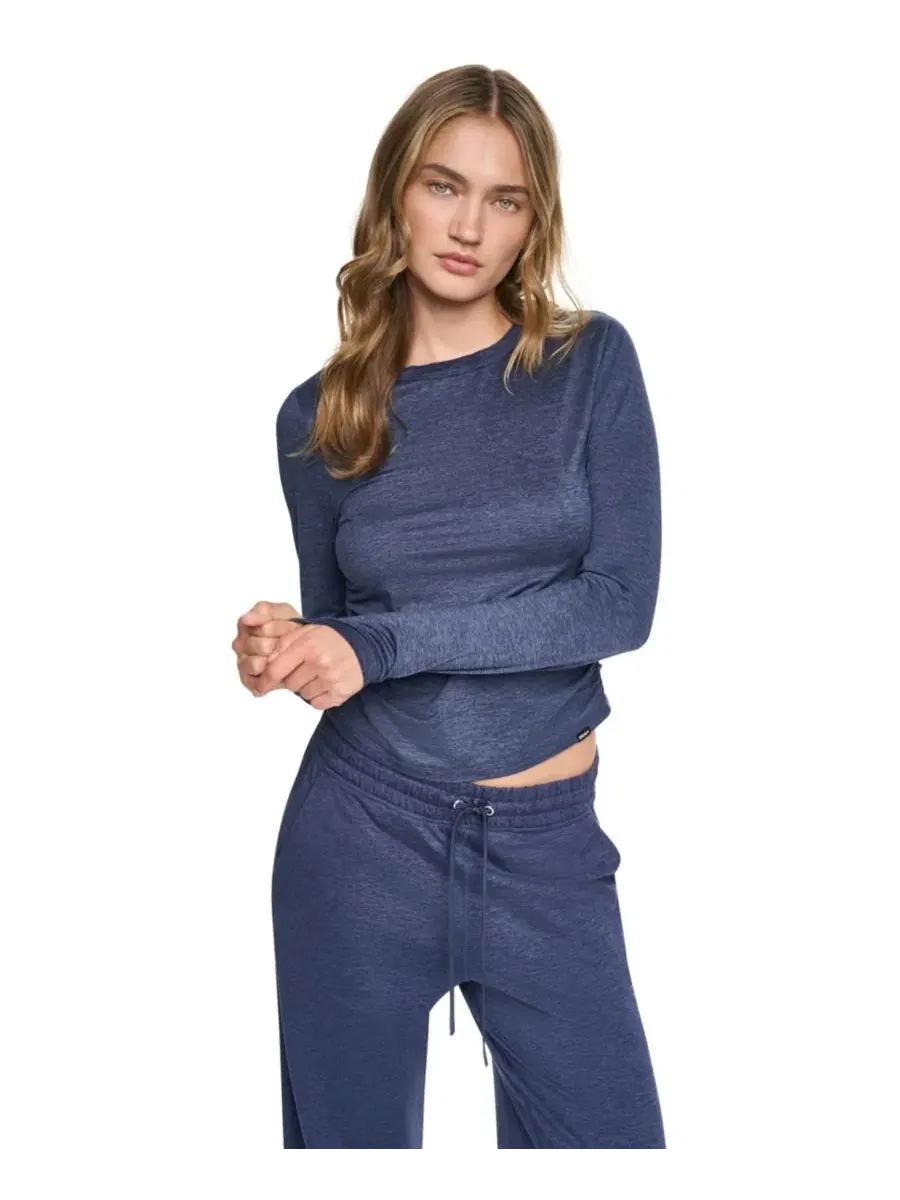 Женский топ с длинным рукавом, укороченный, с боковой сборкой DKNY Sport — изображение 12 из 13, черный