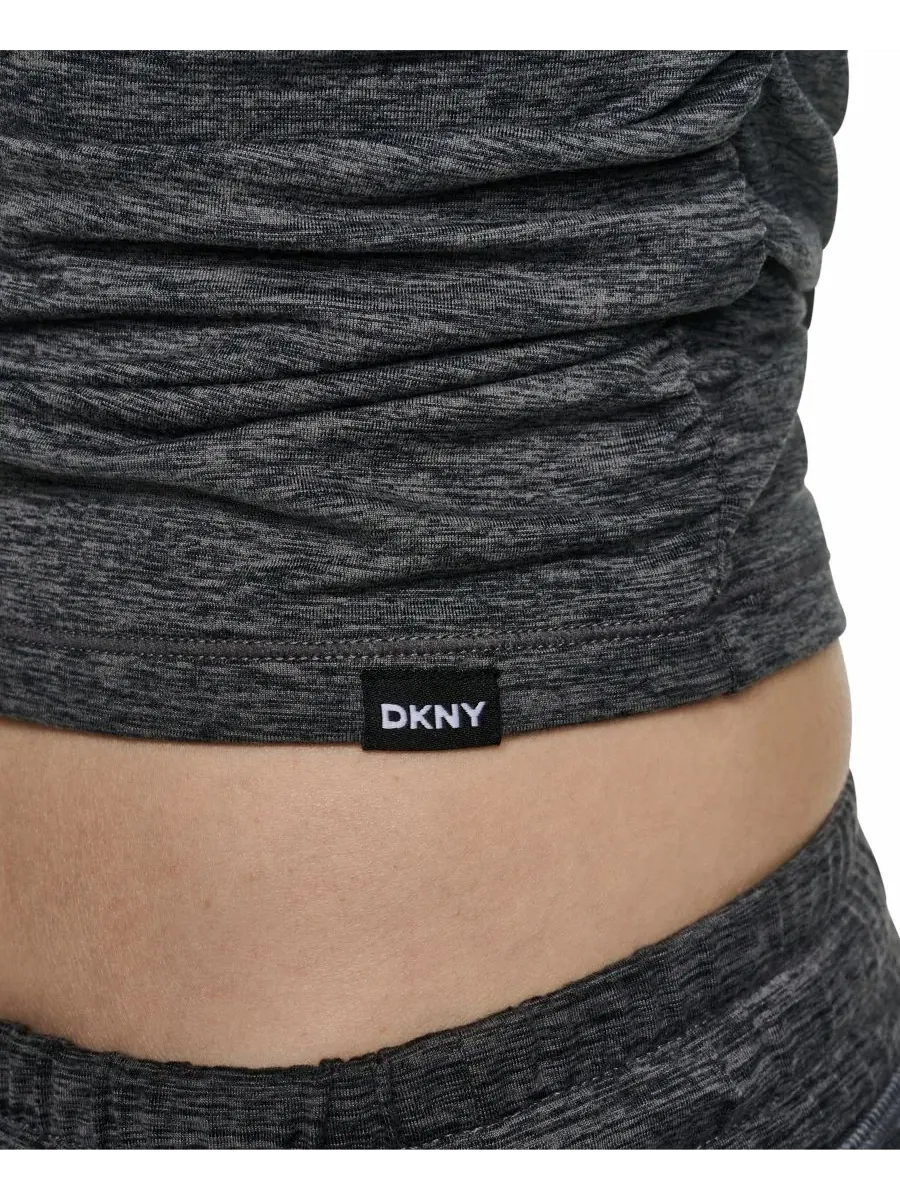 Женский топ с длинным рукавом, укороченный, с боковой сборкой DKNY Sport — изображение 4 из 13, черный