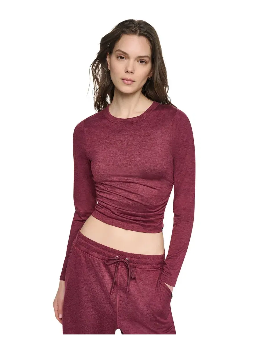 Женский топ с боковой драпировкой и длинным рукавом, Claret Spacedye DKNY Sport — изображение 2 из 13