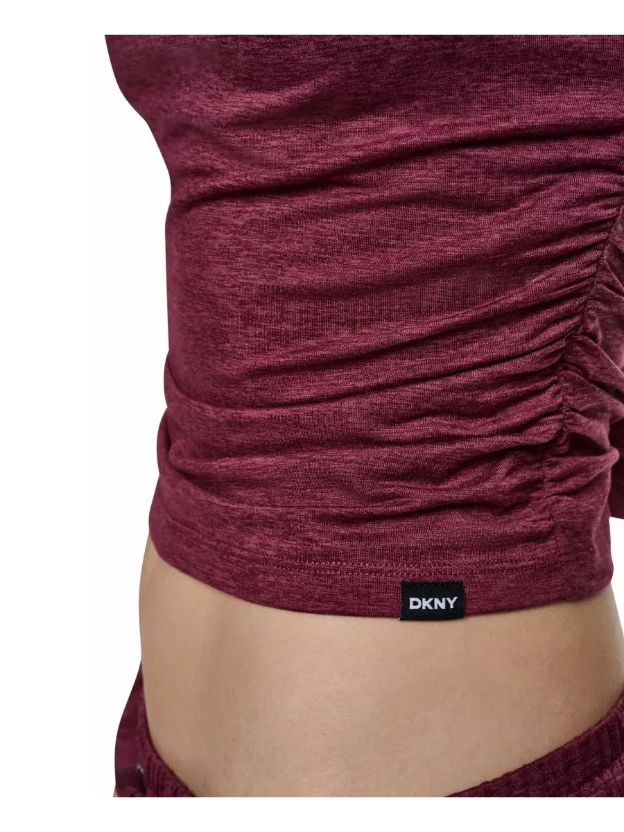Женский топ с боковой драпировкой и длинным рукавом, Claret Spacedye DKNY Sport — изображение 4 из 13