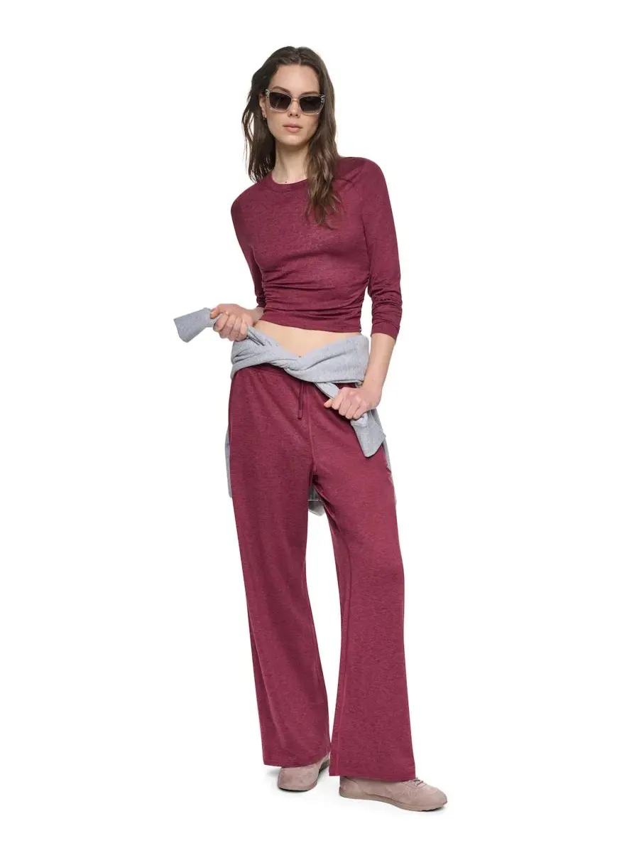 Женский топ с боковой драпировкой и длинным рукавом, Claret Spacedye DKNY Sport — изображение 6 из 13