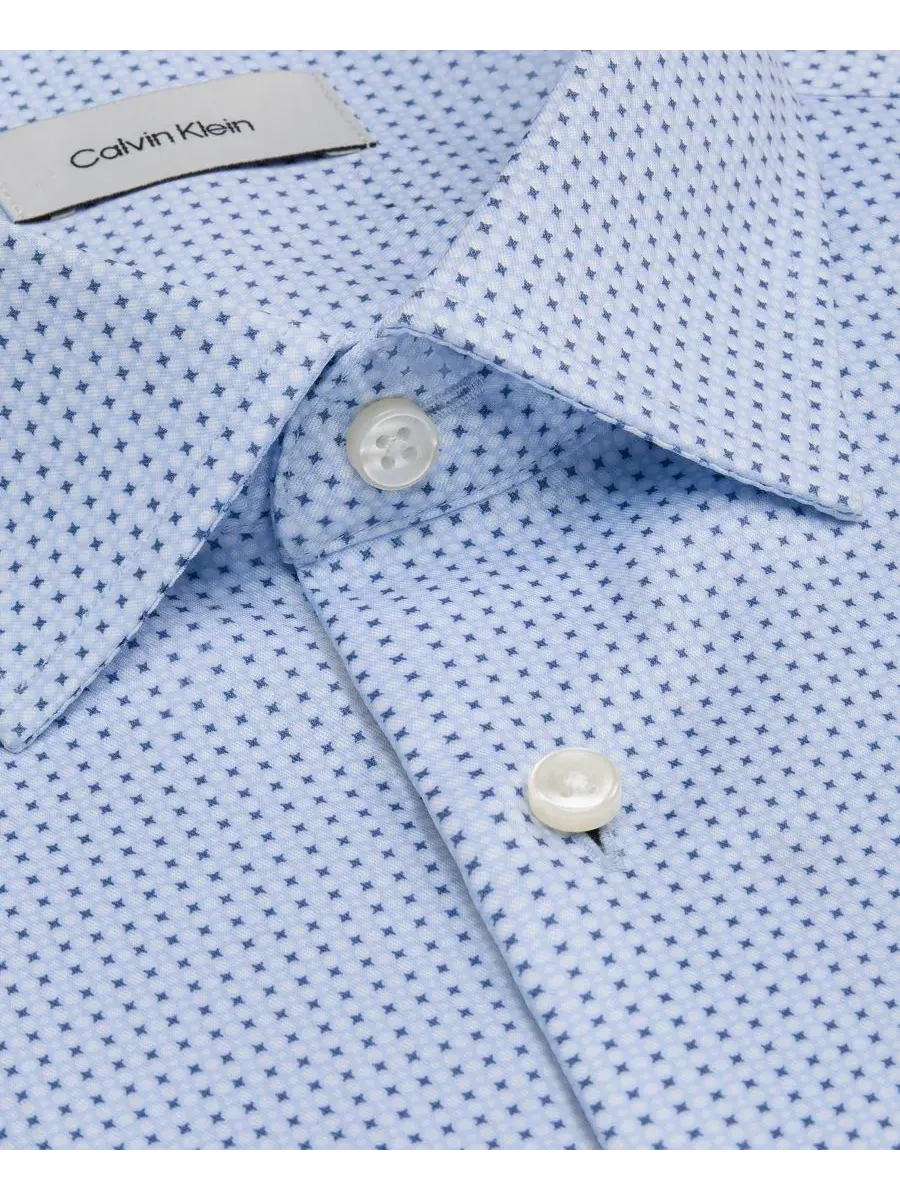 Рубашка Calvin Klein с воротником-стойкой, Slim Fit, Хлопок — изображение 2 из 3, синий мульти