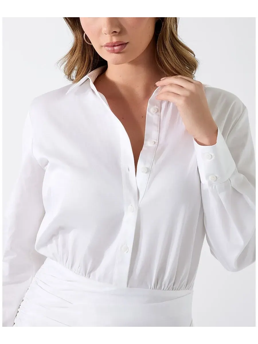 Женское платье Veronica с длинными рукавами из поплина GUESS — изображение 3 из 4, белый