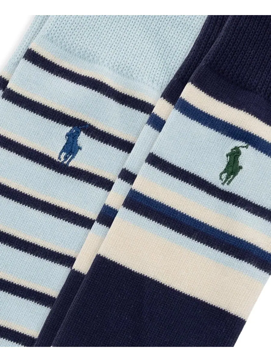 Мужские полосатые носки, комплект из 2 пар Polo Ralph Lauren — изображение 2 из 3, темно-синий/белый