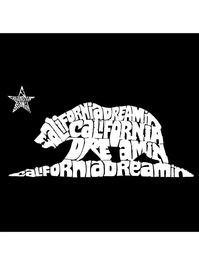 Мужская толстовка с капюшоном California Dreamin Word Art LA Pop Art — изображение 2 из 2, черный