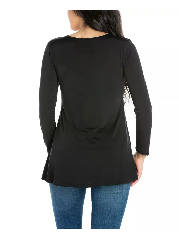 Женская расклешенная туника с длинными рукавами Henley 24seven Comfort Apparel — изображение 2 из 3, черный
