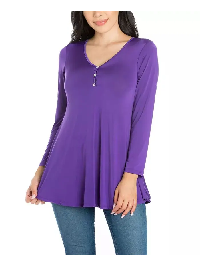 Женская расклешенная туника с длинными рукавами Henley 24seven Comfort Apparel