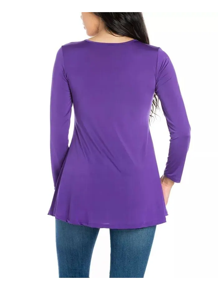 Женская расклешенная туника с длинными рукавами Henley 24seven Comfort Apparel — изображение 2 из 3, фиолетовый