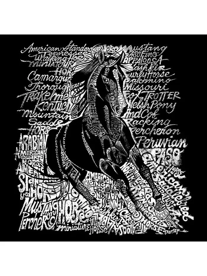 Футболка премиум-класса для мужчин с надписью Word Art - Породы лошадей LA Pop Art — изображение 2 из 2, бордовый
