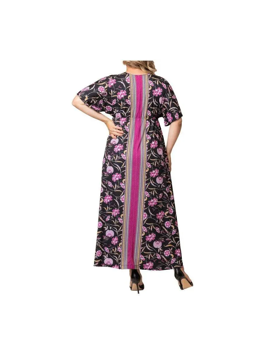 Платье макси с принтом Wanderlust Border Print Kiyonna, Mauve Border Print — изображение 2 из 6