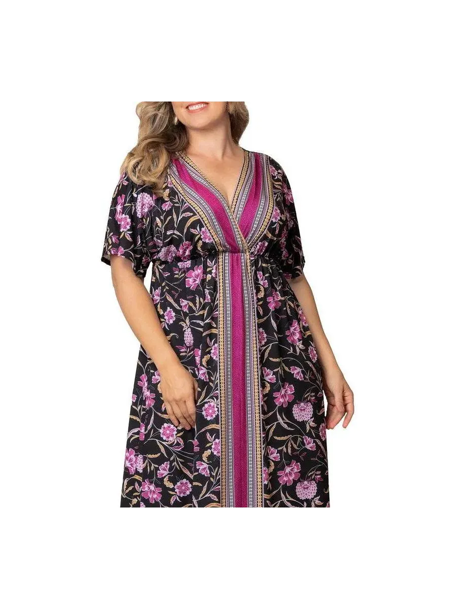 Платье макси с принтом Wanderlust Border Print Kiyonna, Mauve Border Print — изображение 3 из 6