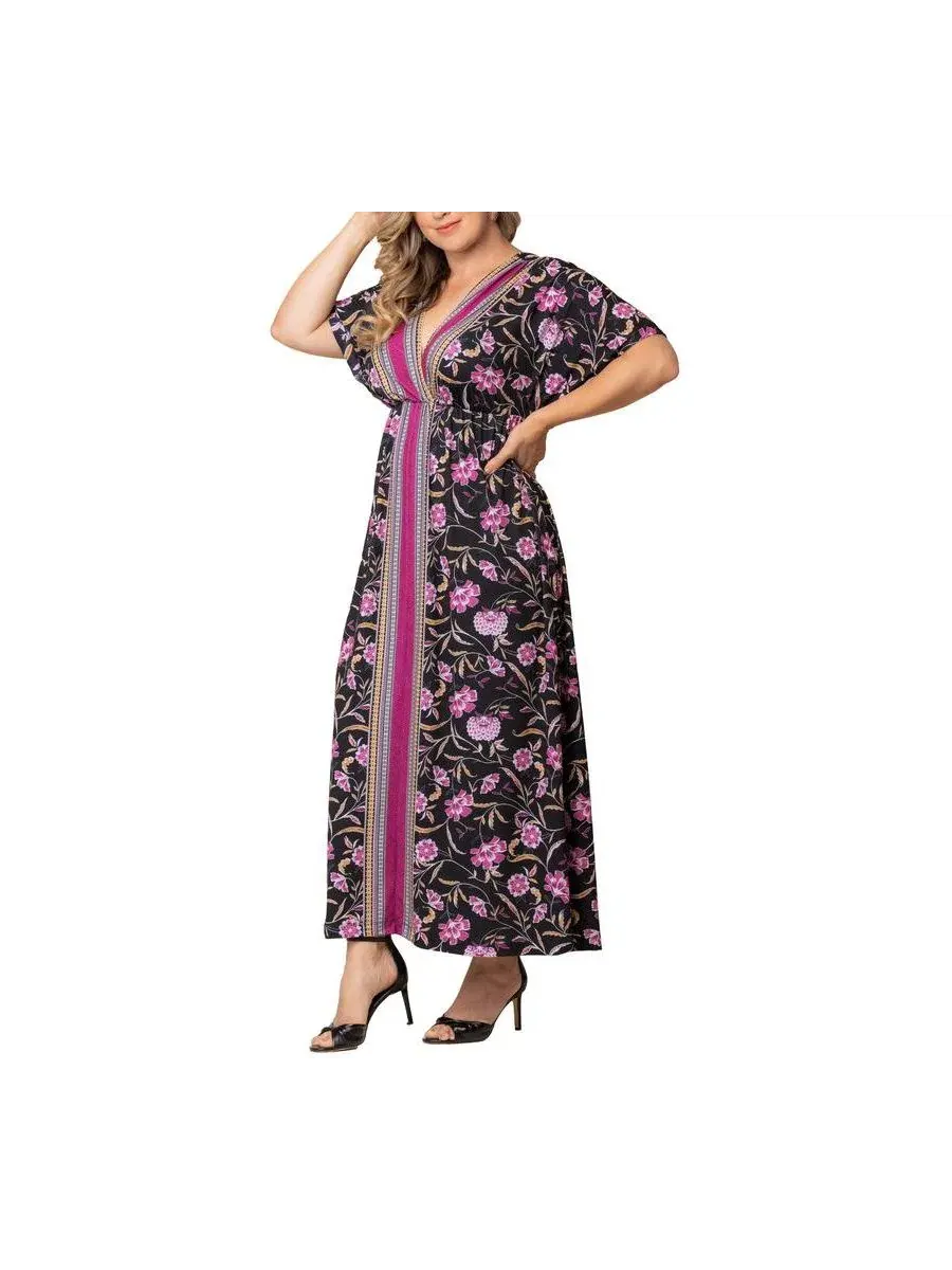 Платье макси с принтом Wanderlust Border Print Kiyonna, Mauve Border Print — изображение 4 из 6