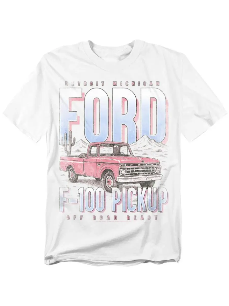 Мужская футболка в стиле ретро с изображением пикапа Ford F100 Mustang — изображение 1 из 3, белый