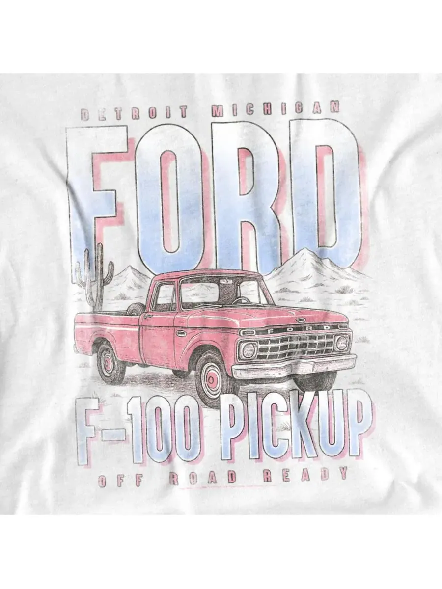 Мужская футболка в стиле ретро с изображением пикапа Ford F100 Mustang — изображение 3 из 3, белый
