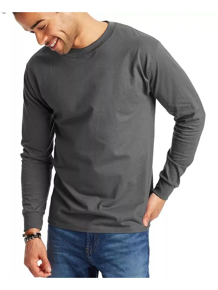 Футболка унисекс с длинными рукавами Beefy-T, 2 шт Hanes — изображение 1 из 4, серый