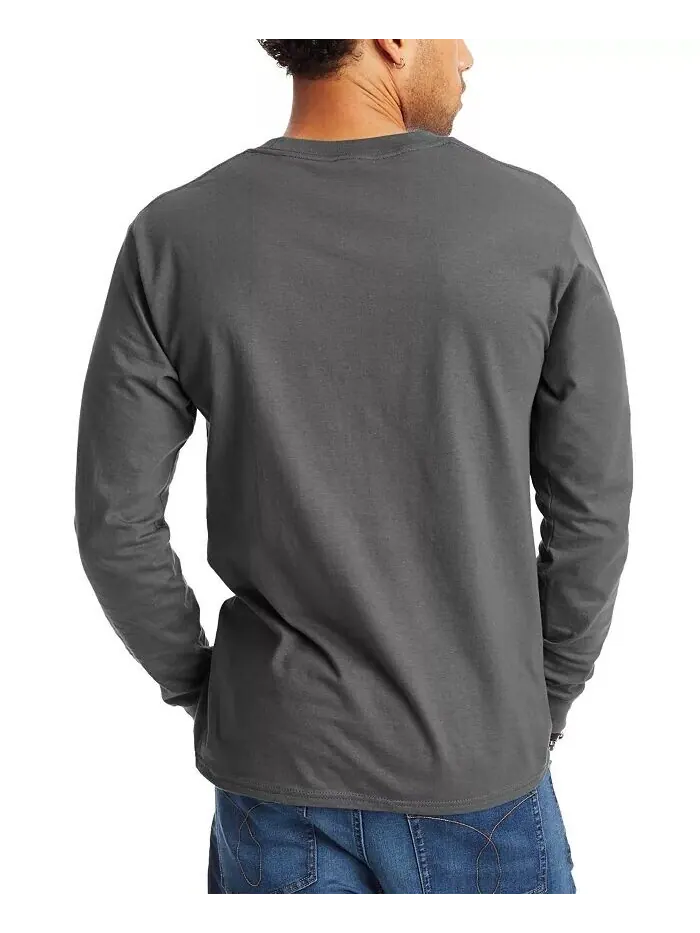 Футболка унисекс с длинными рукавами Beefy-T, 2 шт Hanes — изображение 2 из 4, серый