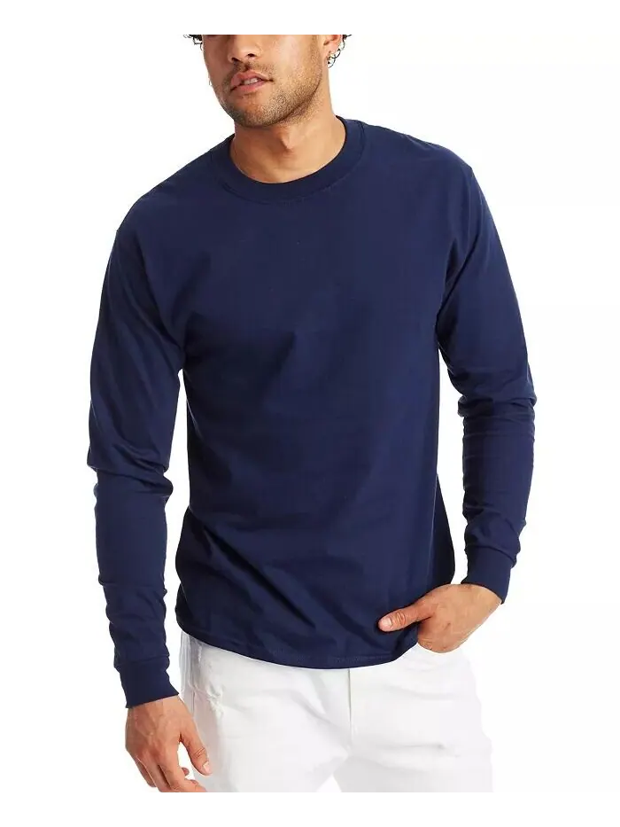 Футболка унисекс с длинными рукавами Beefy-T, упаковка из 2 штук Hanes — изображение 1 из 4, темно-синий