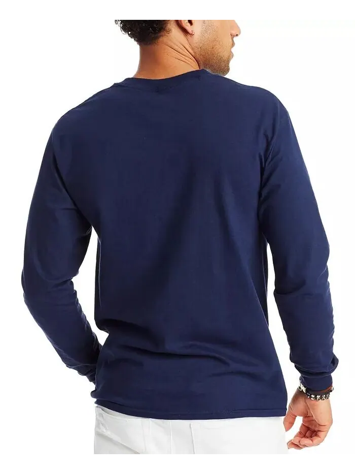 Футболка унисекс с длинными рукавами Beefy-T, упаковка из 2 штук Hanes — изображение 2 из 4, темно-синий