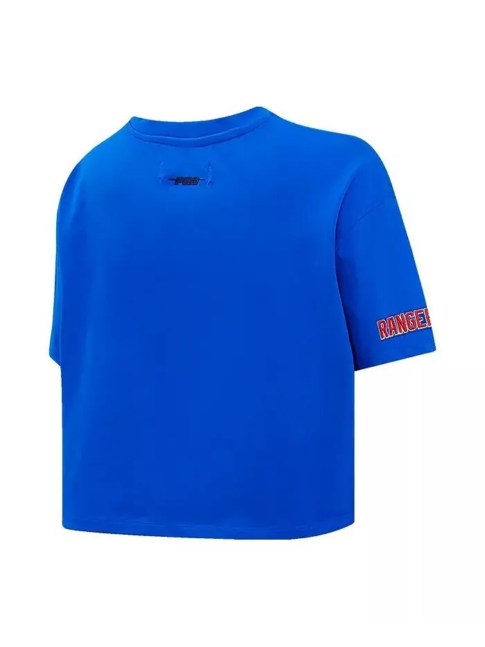 Женская синяя укороченная футболка New York Rangers с квадратным узором и хвостом Pro Standard — изображение 4 из 4, синий