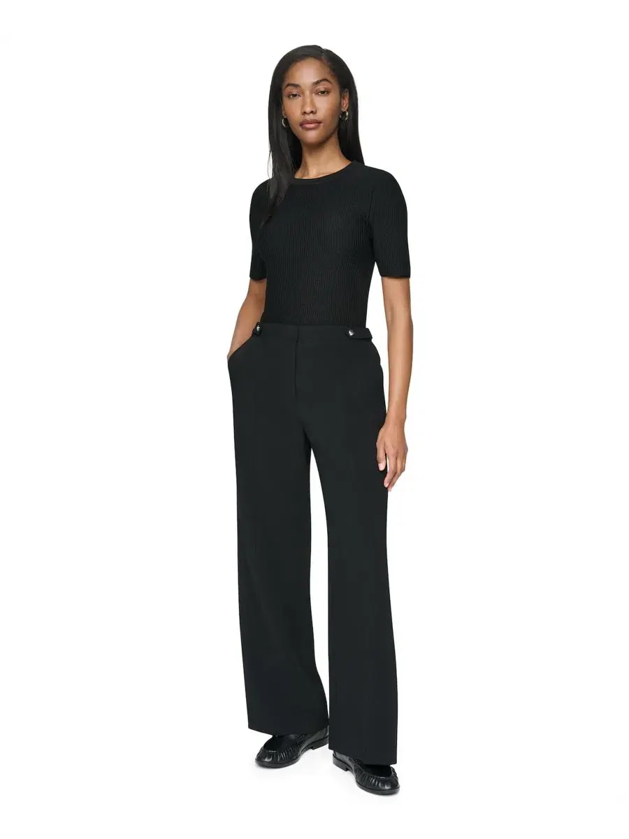 Брюки прямого кроя с высокой посадкой DKNY — изображение 2 из 6, черный