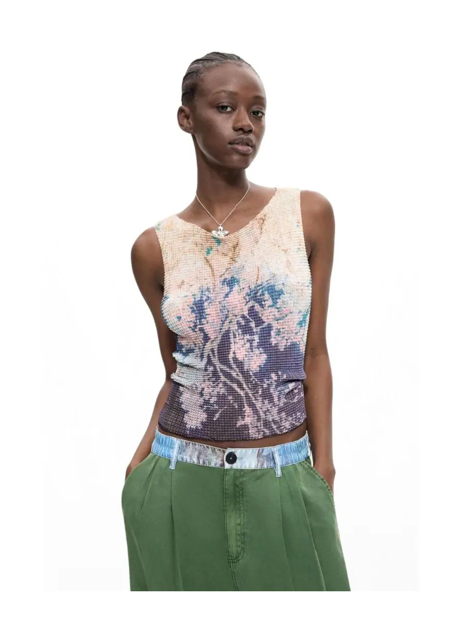 Брюки прямого кроя из тенселя Desigual — изображение 3 из 4, зеленый