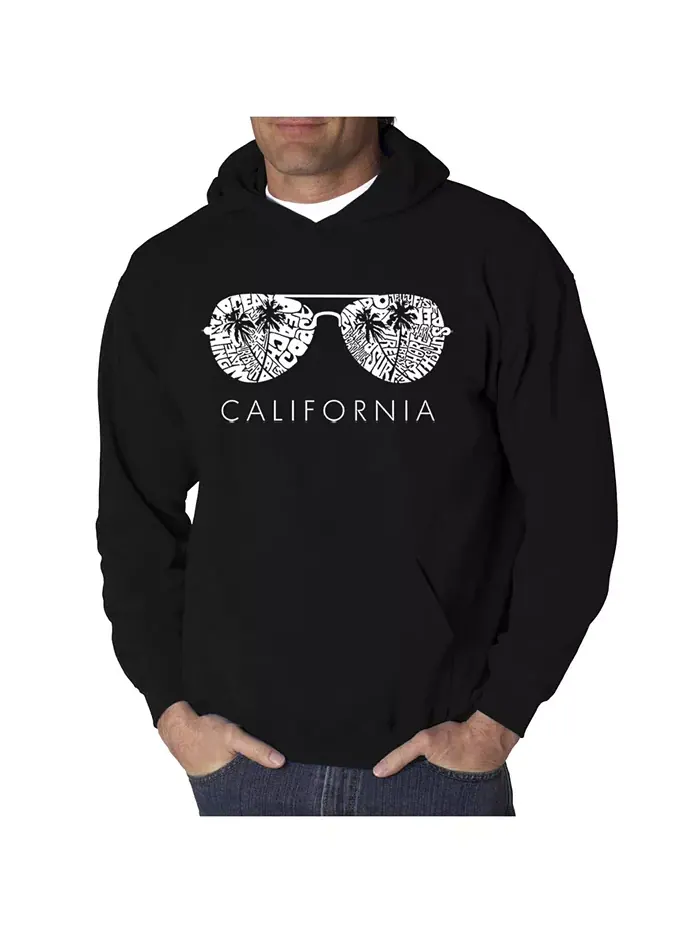 Мужская толстовка с капюшоном California Shades и словесным принтом La Pop Art — изображение 1 из 2, черный
