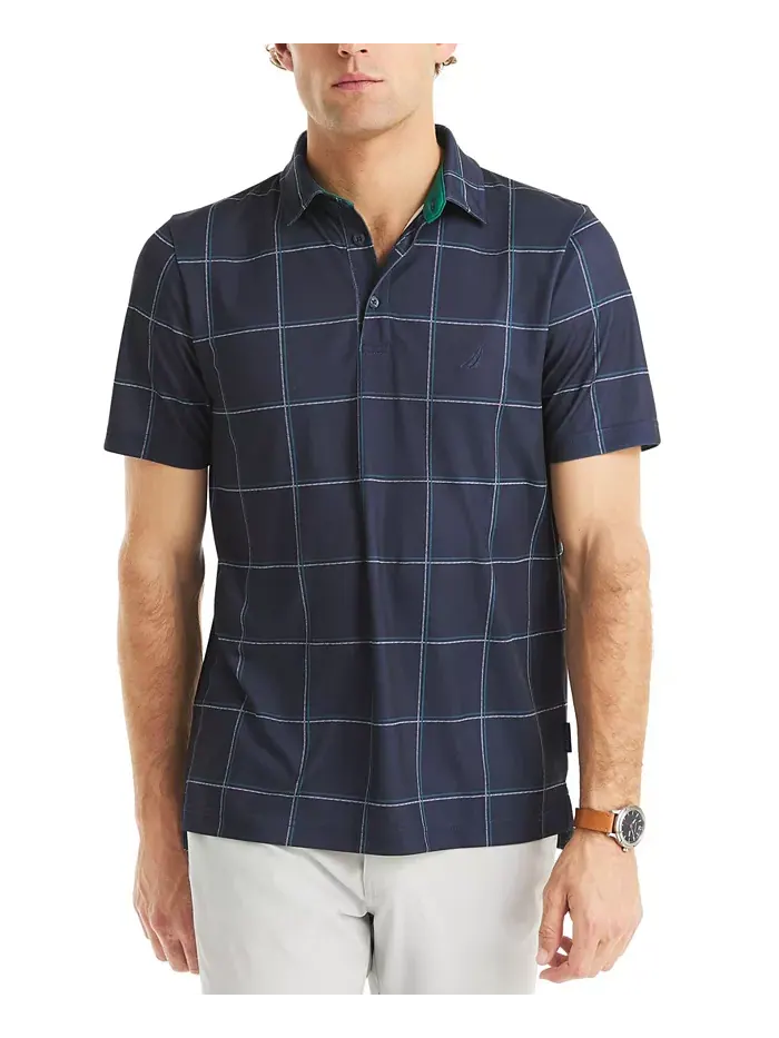 Мужская поло для гольфа с коротким рукавом в стиле windowpane Nautica — изображение 1 из 4, синий