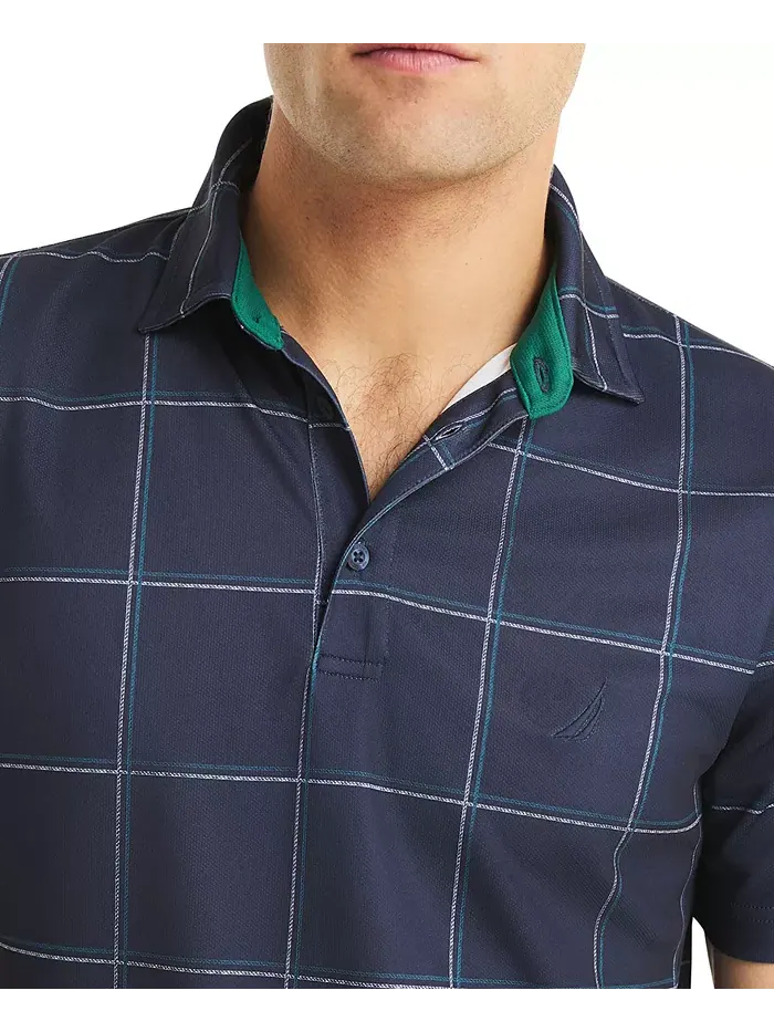 Мужская поло для гольфа с коротким рукавом в стиле windowpane Nautica — изображение 2 из 4, синий