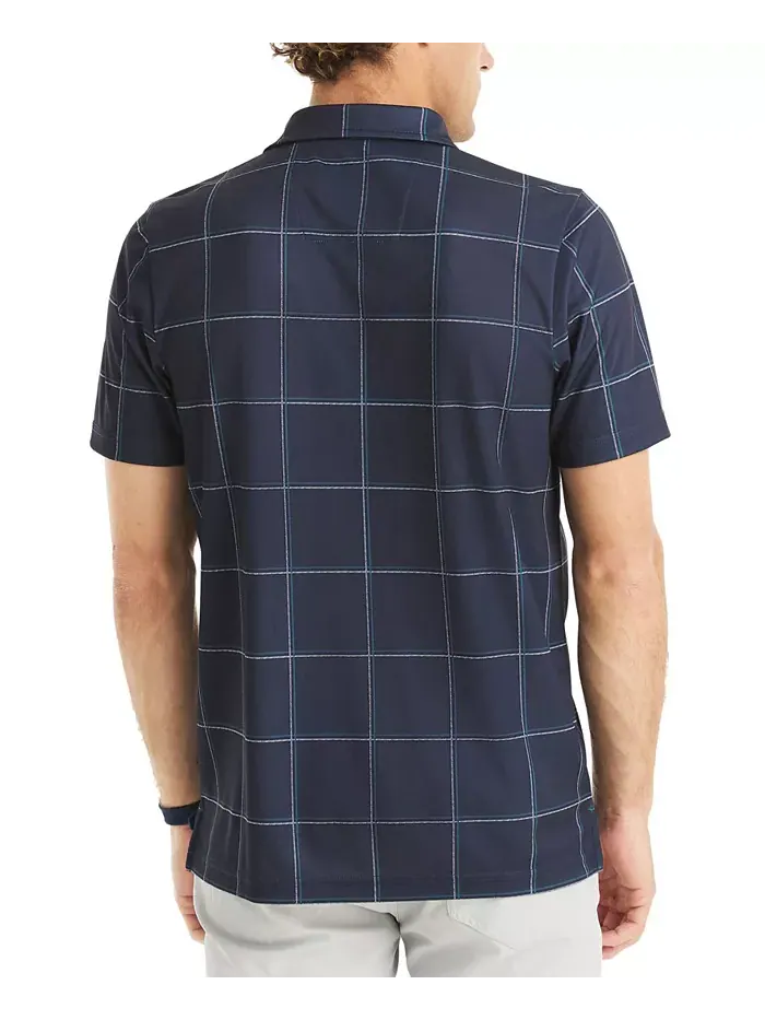 Мужская поло для гольфа с коротким рукавом в стиле windowpane Nautica — изображение 3 из 4, синий