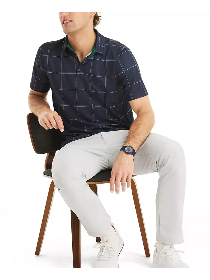 Мужская поло для гольфа с коротким рукавом в стиле windowpane Nautica — изображение 4 из 4, синий