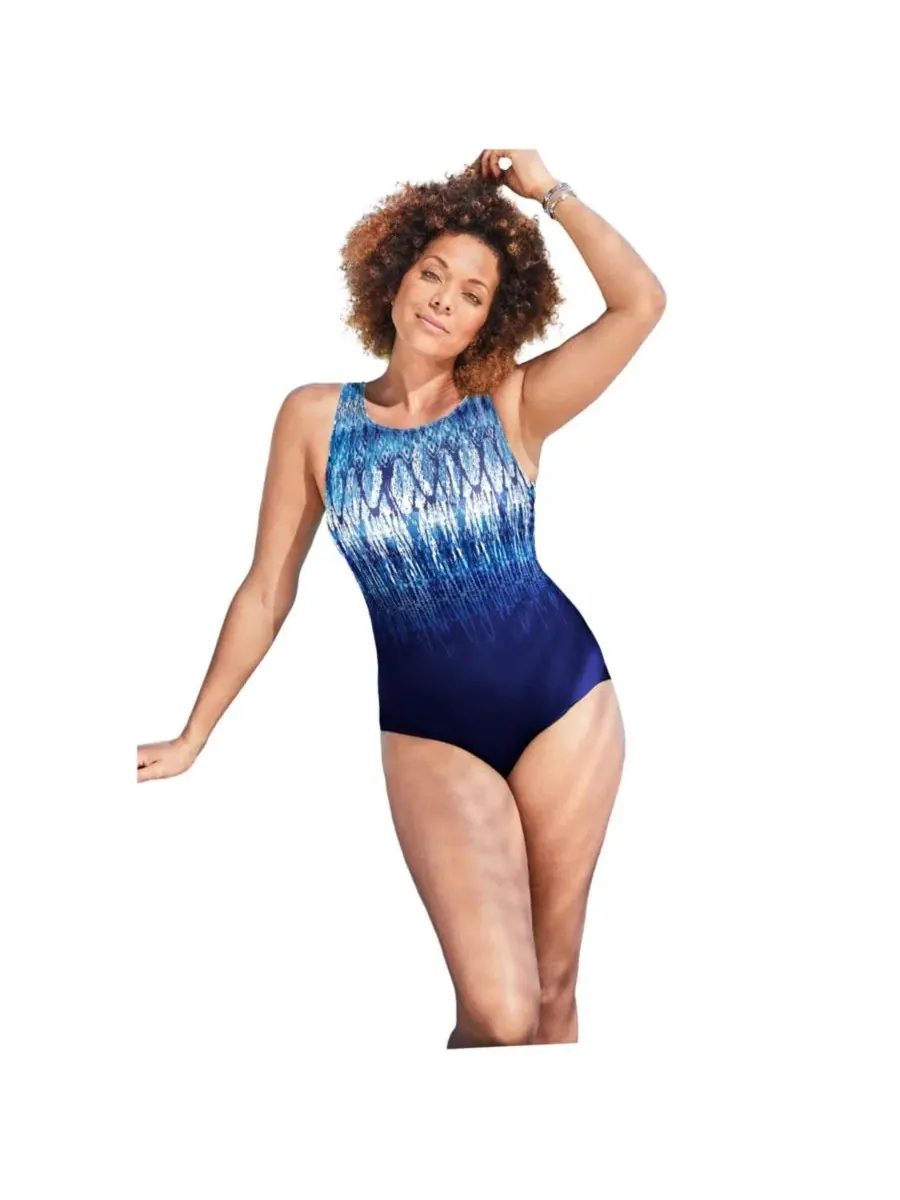 Цельный купальник с высоким вырезом и утяжкой живота, модель High Neck Tummy Control Swimsuits for — изображение 1 из 4