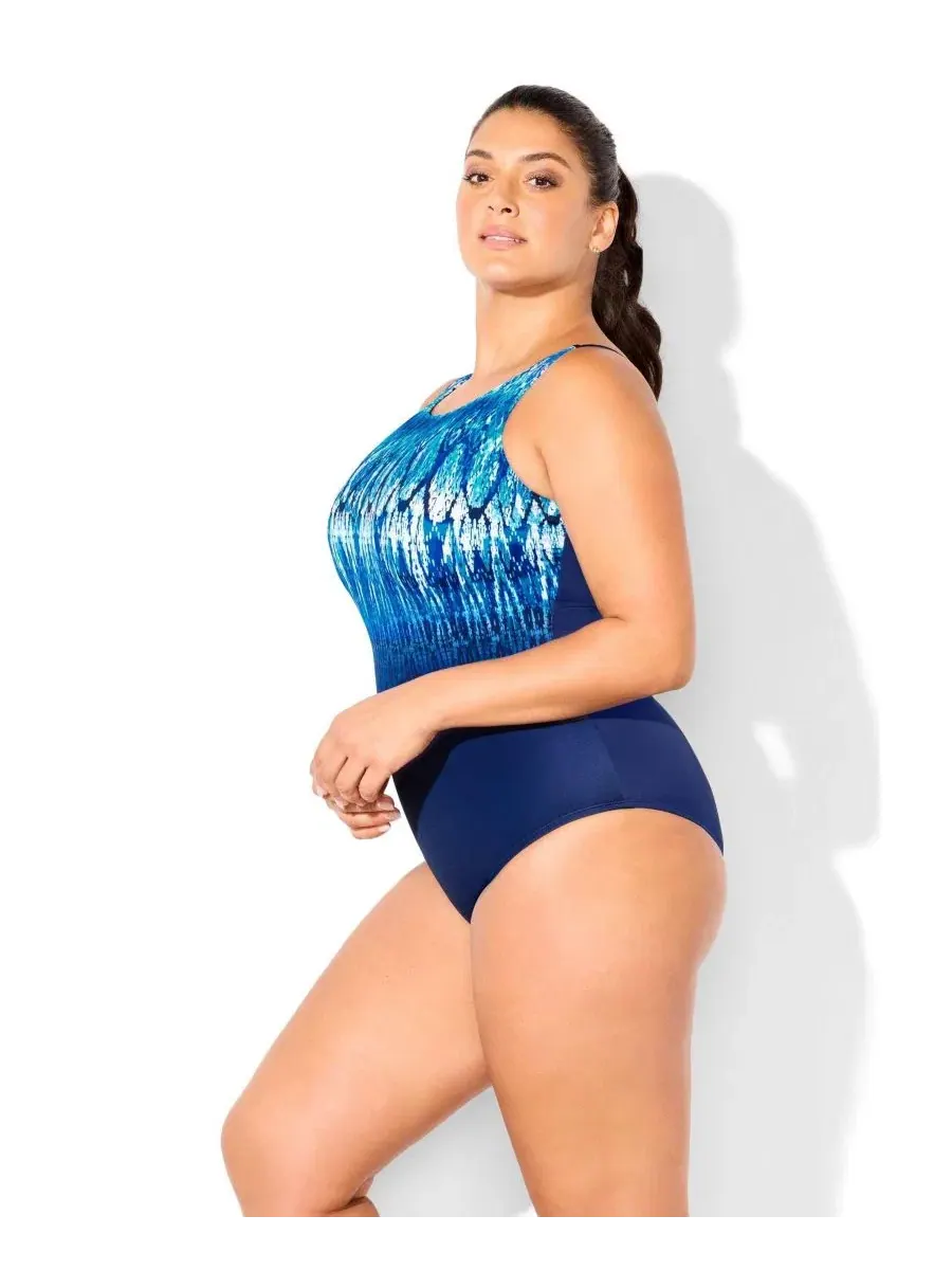 Цельный купальник с высоким вырезом и утяжкой живота, модель High Neck Tummy Control Swimsuits for — изображение 4 из 4