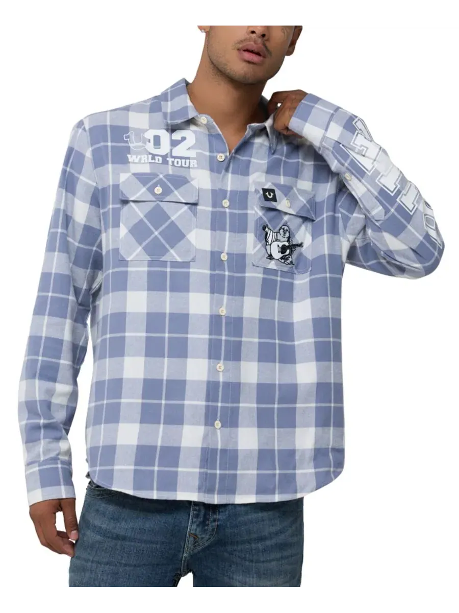 Фланелевая рубашка с длинным рукавом, модель Flannel Freshman True Religion — изображение 2 из 3, синий/натуральный