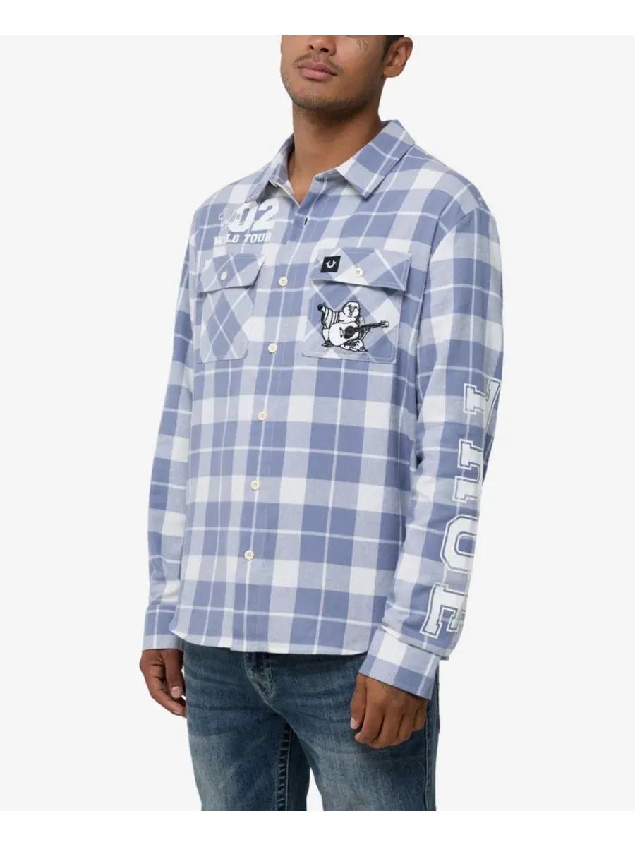 Фланелевая рубашка с длинным рукавом, модель Flannel Freshman True Religion — изображение 3 из 3, синий/натуральный
