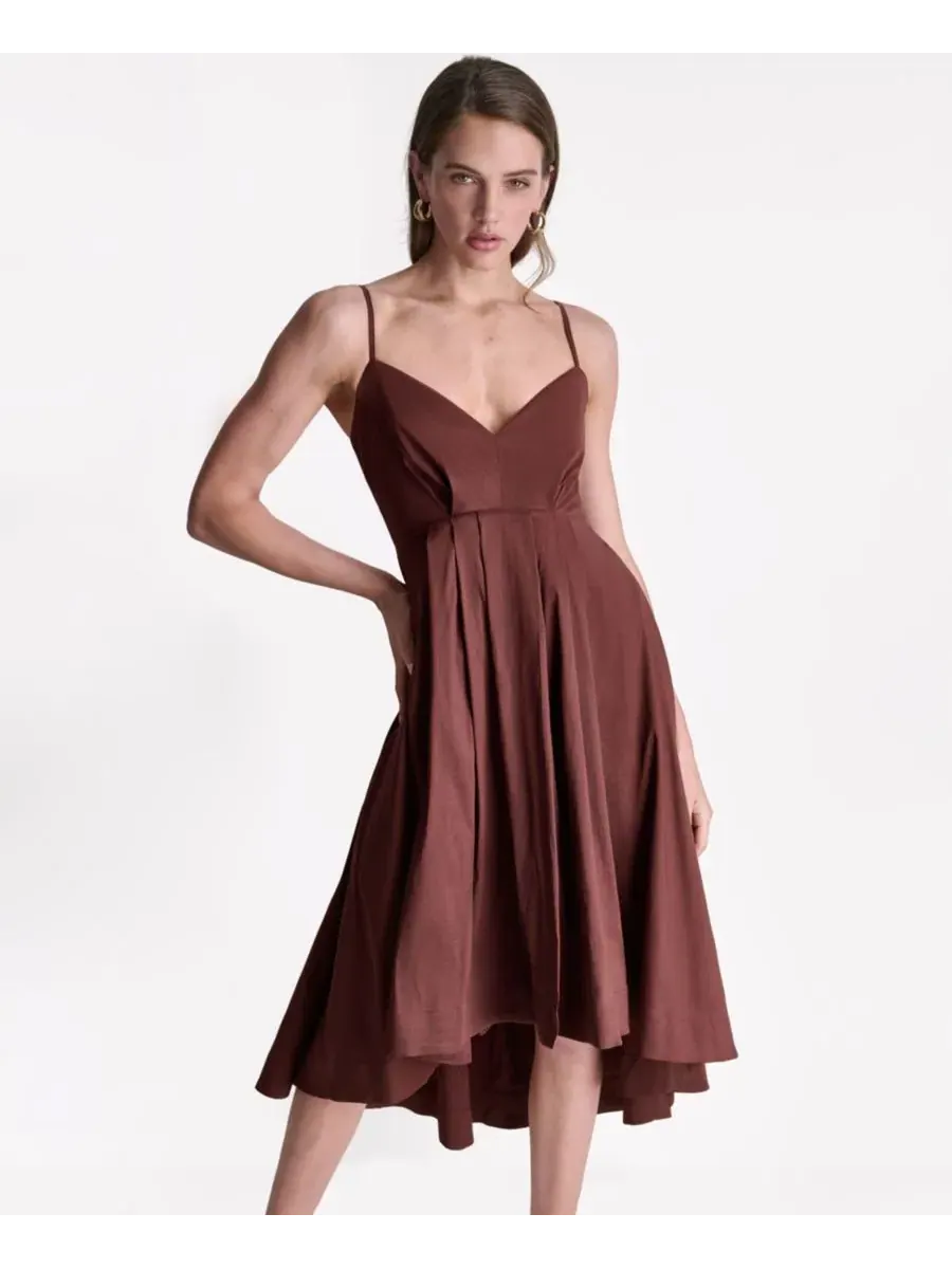 Платье миди без рукавов с запахом BCBG, Espresso Dusk — изображение 8 из 11, бежевый