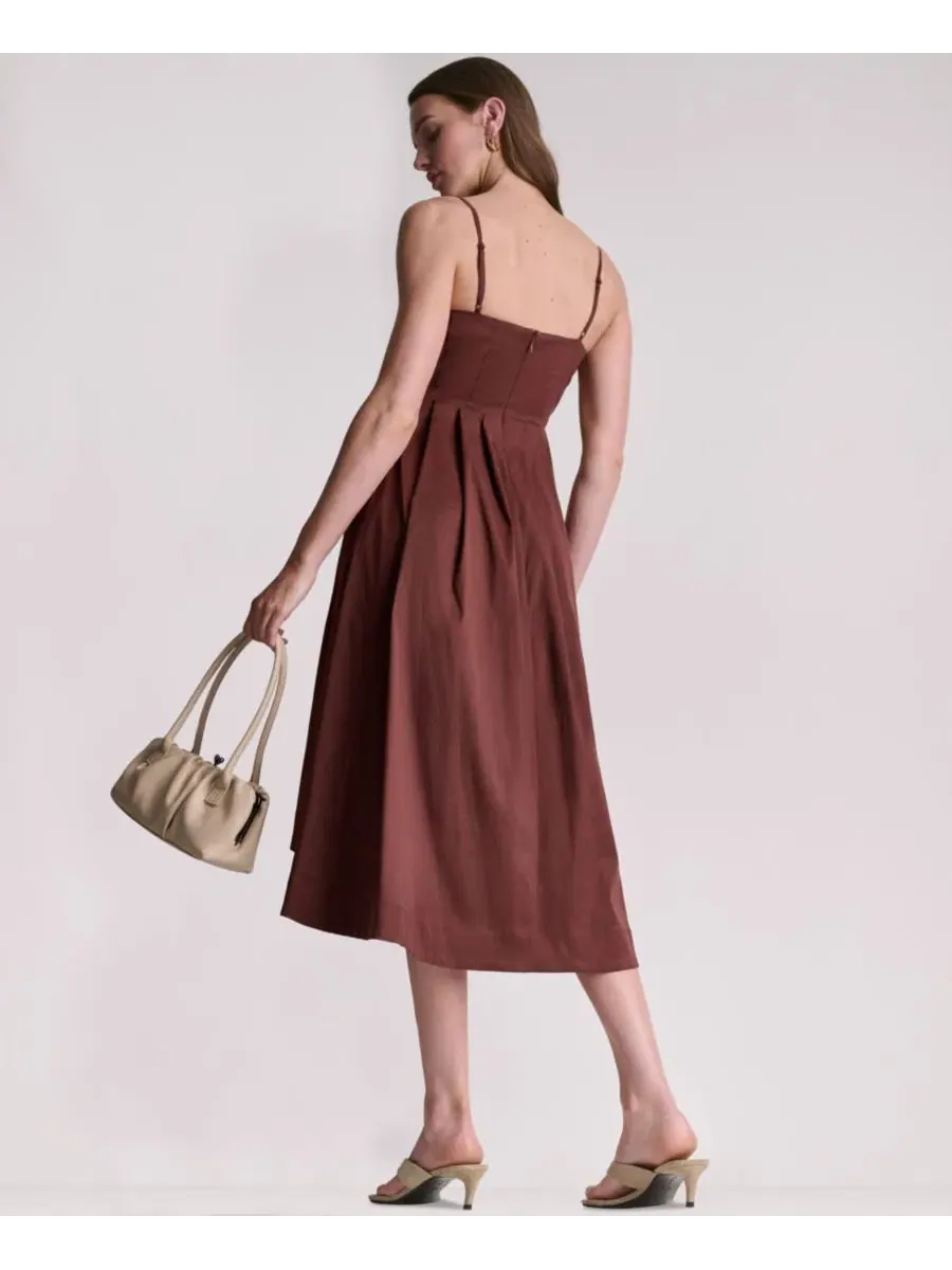 Платье миди без рукавов с запахом BCBG, Espresso Dusk — изображение 9 из 11, бежевый